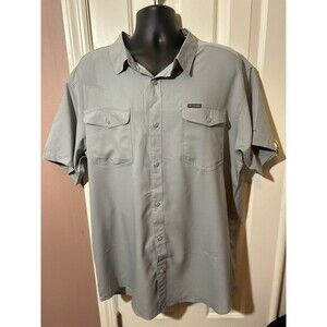 Columbia PFG Vented Fishing Shirt Mens XXL Gray Omni Wick Short Sleeve